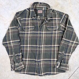 ORVIS Mens Classic Flannel Plaid Shirt L Green Blue Beige Long Sleeve Button Up